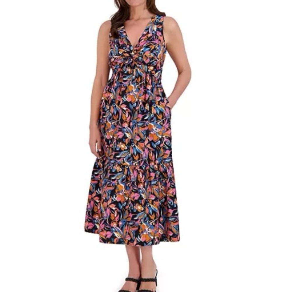 French Connection Casual Floral Twist Front Dress‎ Size Large or XL